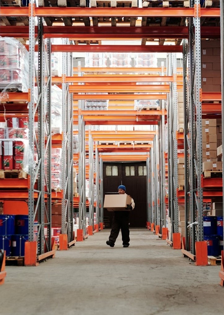 Warehouse with worker
